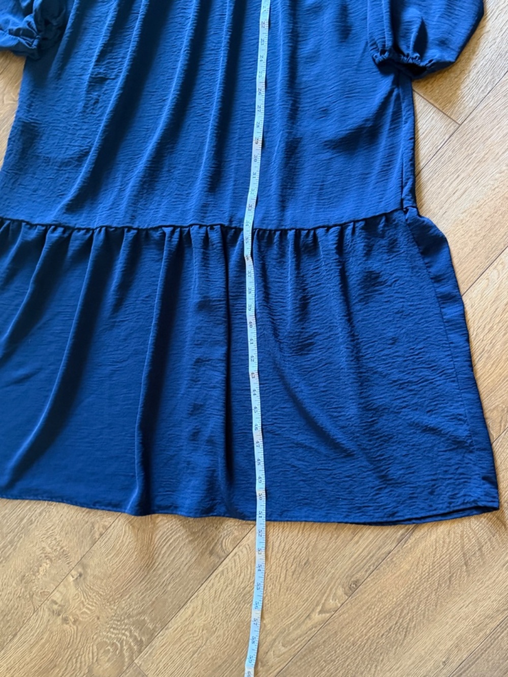 Rachel Zoe Midi Dress Tiered Skirt Navy Blue Long Sleeve Button Bodice Relaxed - Picture 11 of 16